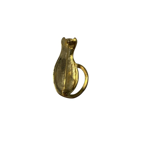 Vintage Gold Tone Shiny Back of Cat Kitty Kitten Long Curled Tail Brooch Pin - Picture 2 of 3